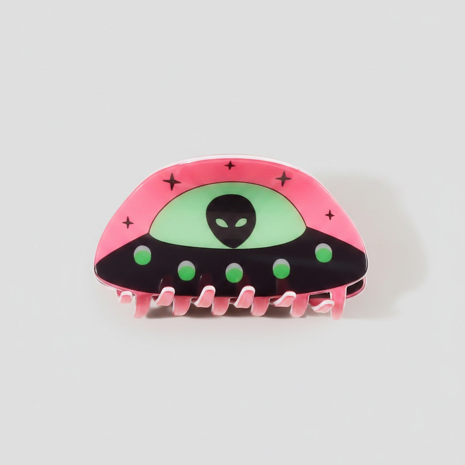 Alien UFO Pink Hair Claw Clip