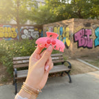 Pink Cherry Heart Hair Claw Clip