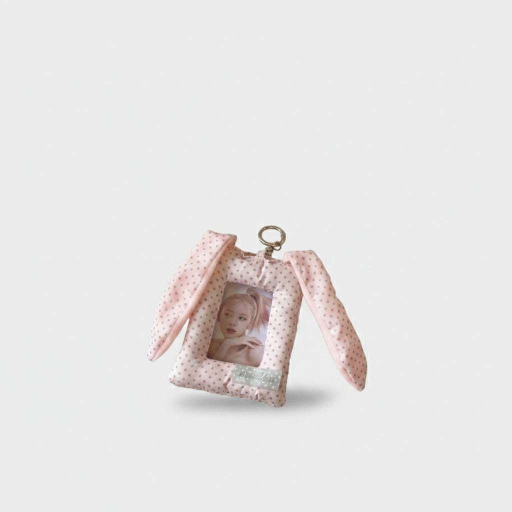 Pink Polka Dot Bunny Ear Phone Charm