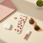 Strawberry Cream Socks With Ruffle Trim