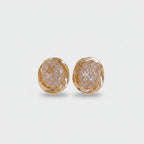 Gold Textured Oval Chunky Stud Earrings