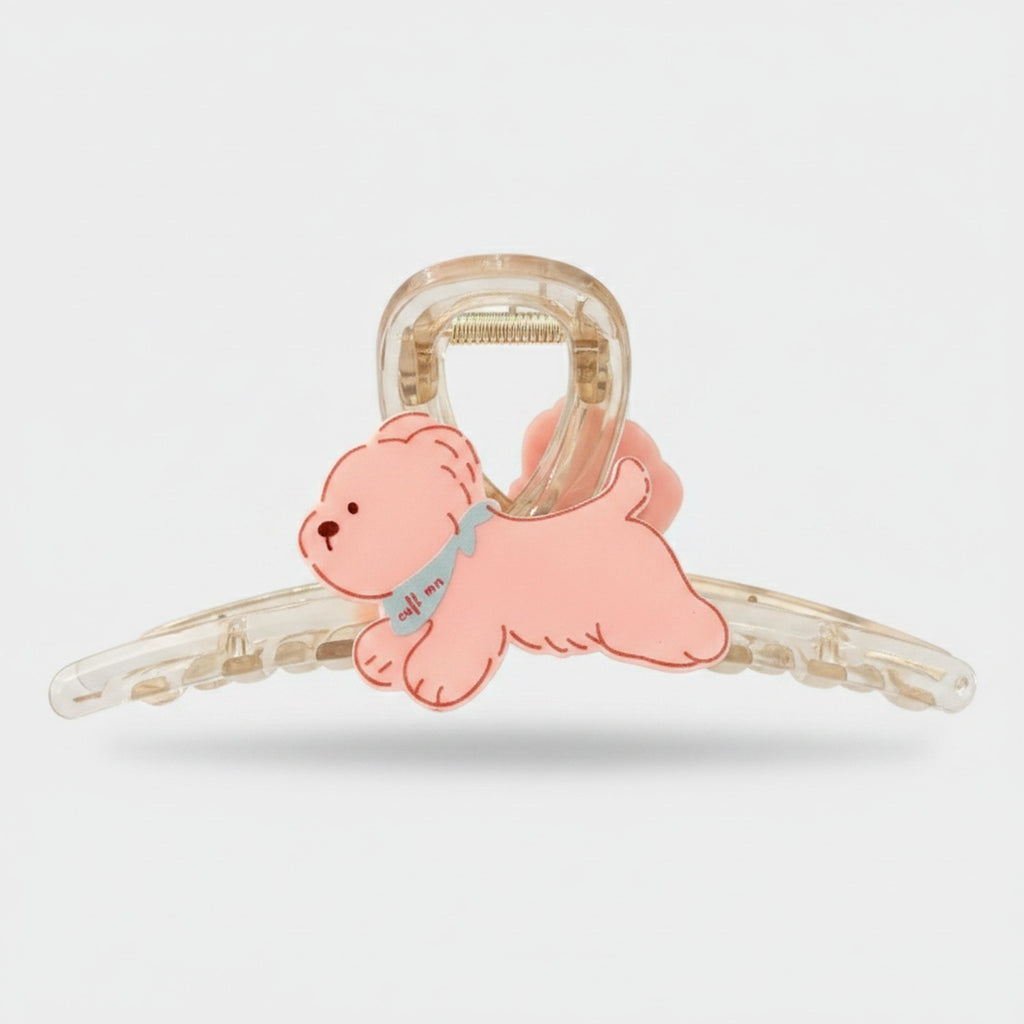 Cute Bear Charm Clear Acrylic Hair Claw