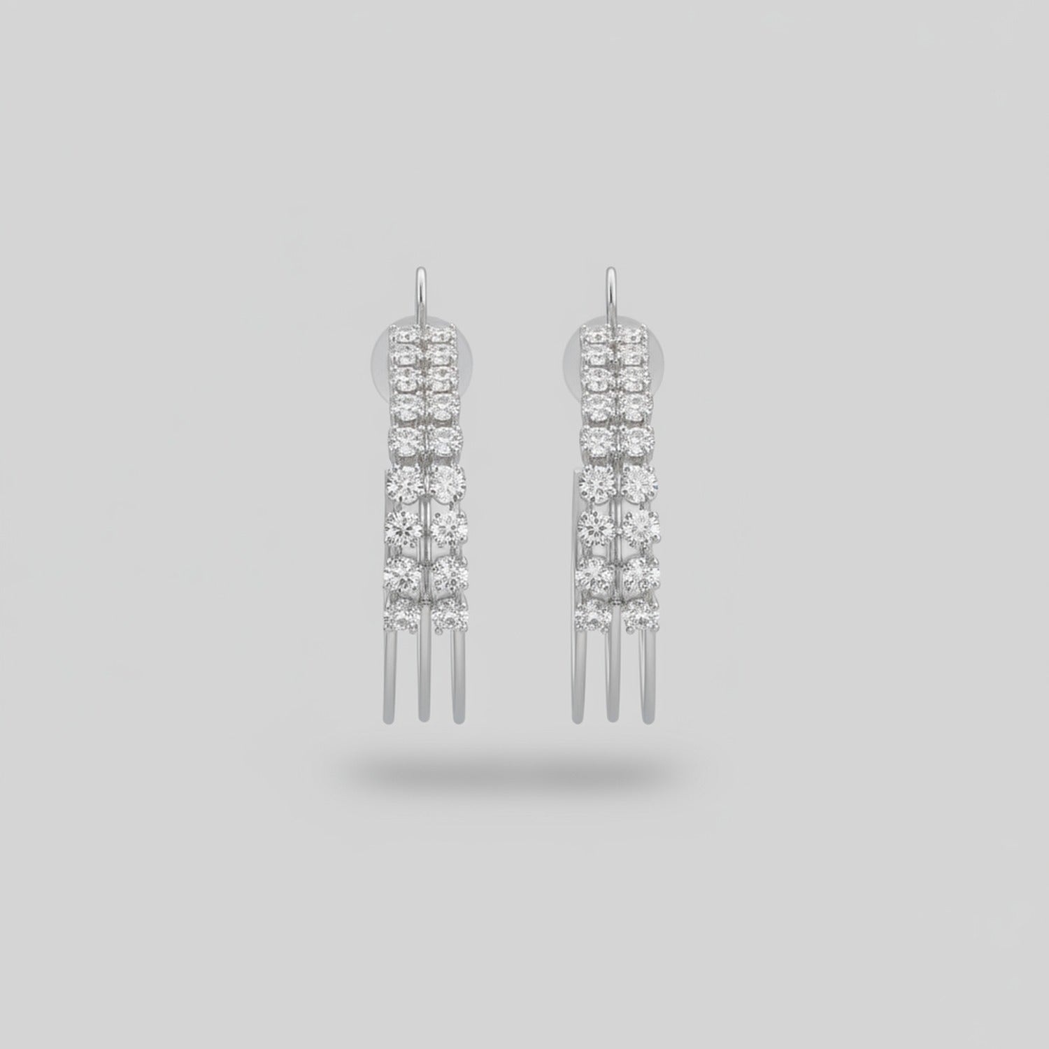 Gold Rhinestone Hoop Earrings with Cross Detail