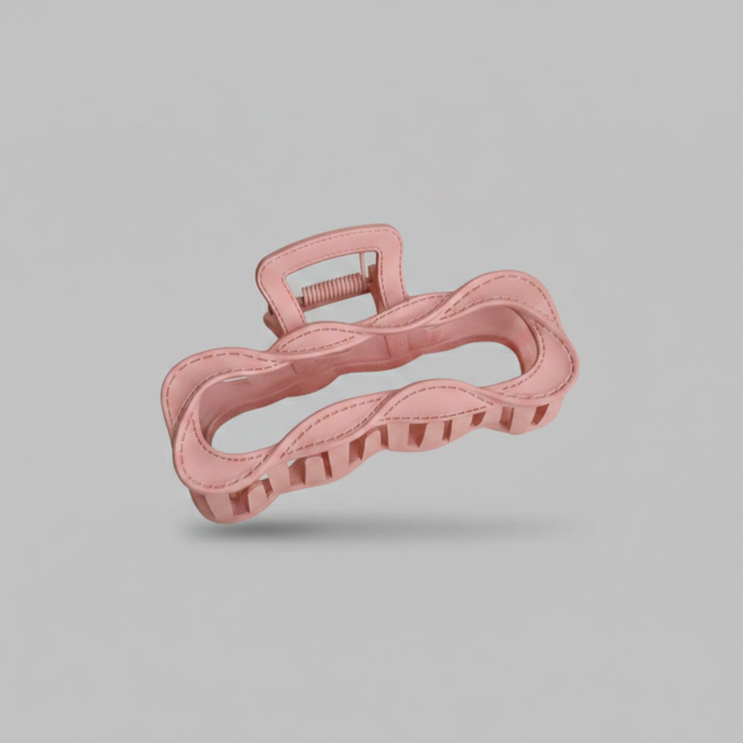 Pink Wavy Claw Hair Clip with Textured Grip