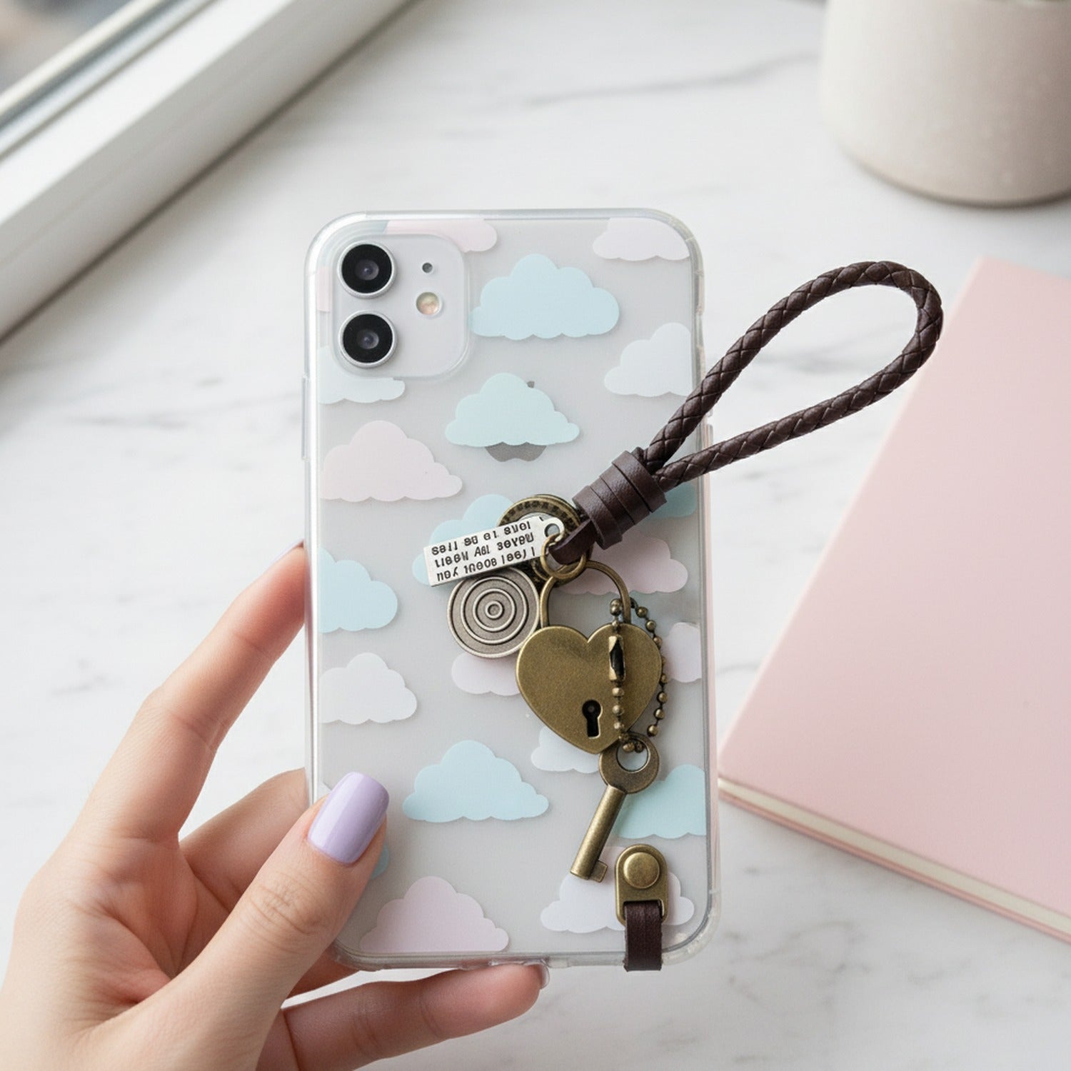 Vintage Heart Lock Key Charm Keyring