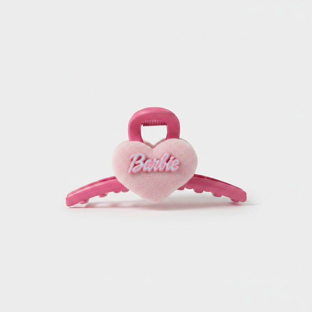 Pink Velvet Heart Hair Claw Clip
