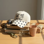 Cream Bear Hug Polka Dot Baseball Cap
