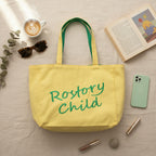 Pink Canvas Tote Bag With Embroidered Text