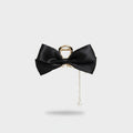Black Satin Bow Hair Claw With Pearl Charm