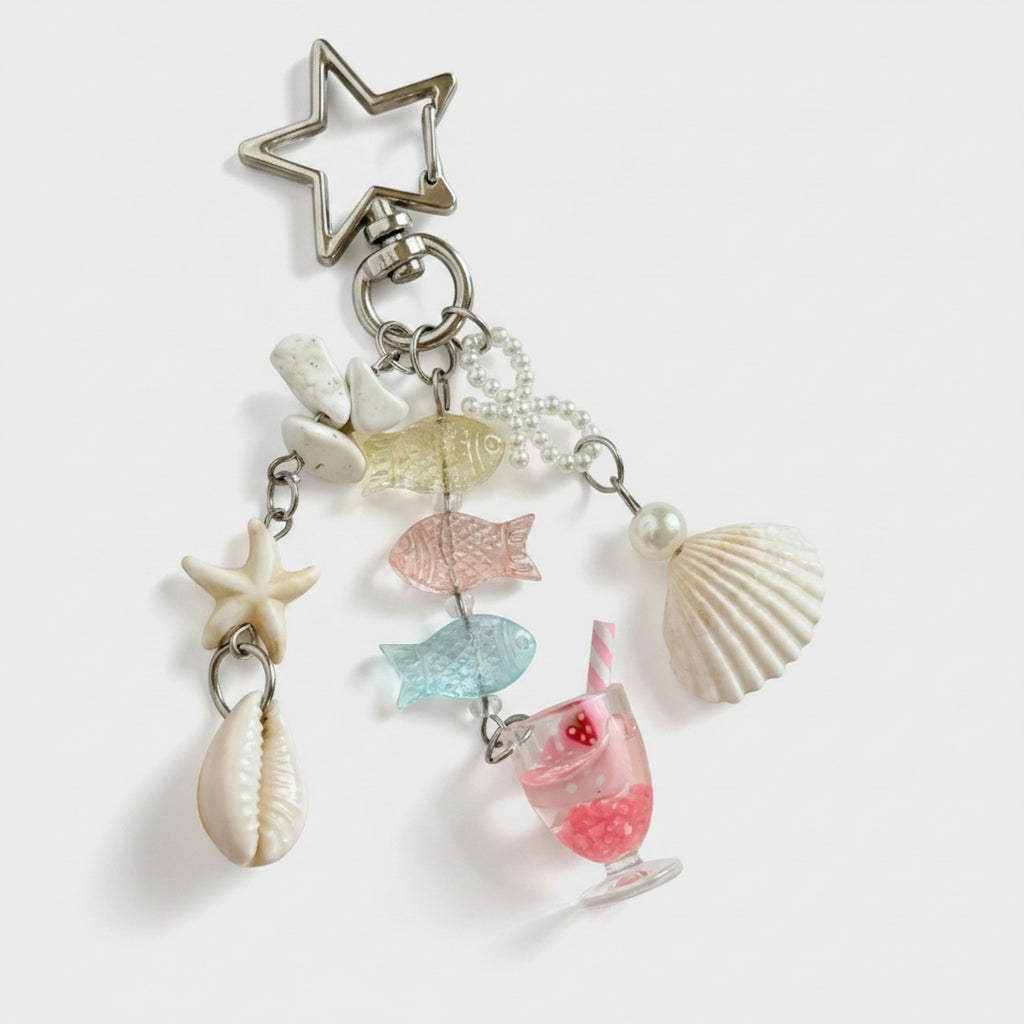 Ocean Vibes Star Charm Keyring With Shells
