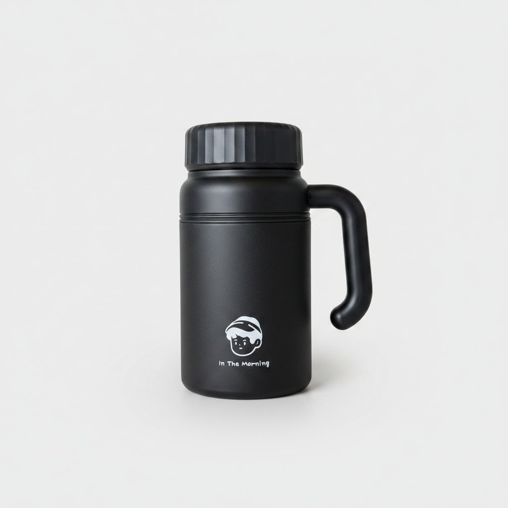 Black Insulated Tumbler With Handle Character Design