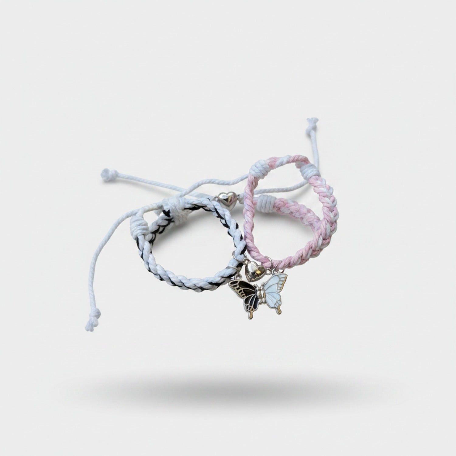 Butterfly Charm Braided Rope Bracelet Set