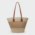 Straw Tote Bag With Leather Handles