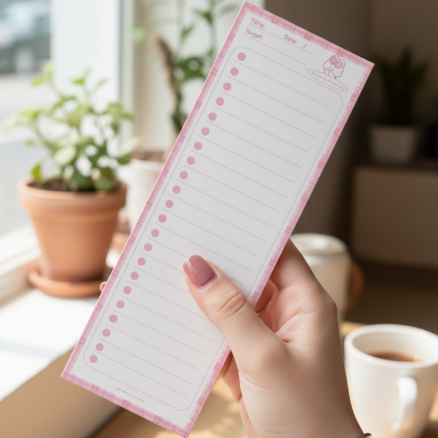 Pink Plaid Checklist Notepad With Bullet Points