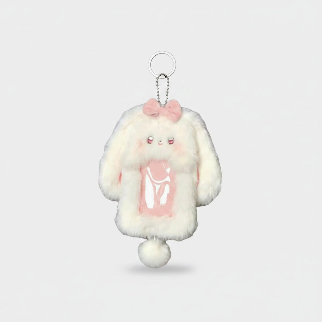 Fluffy Bunny Pink Bow Phone Charm