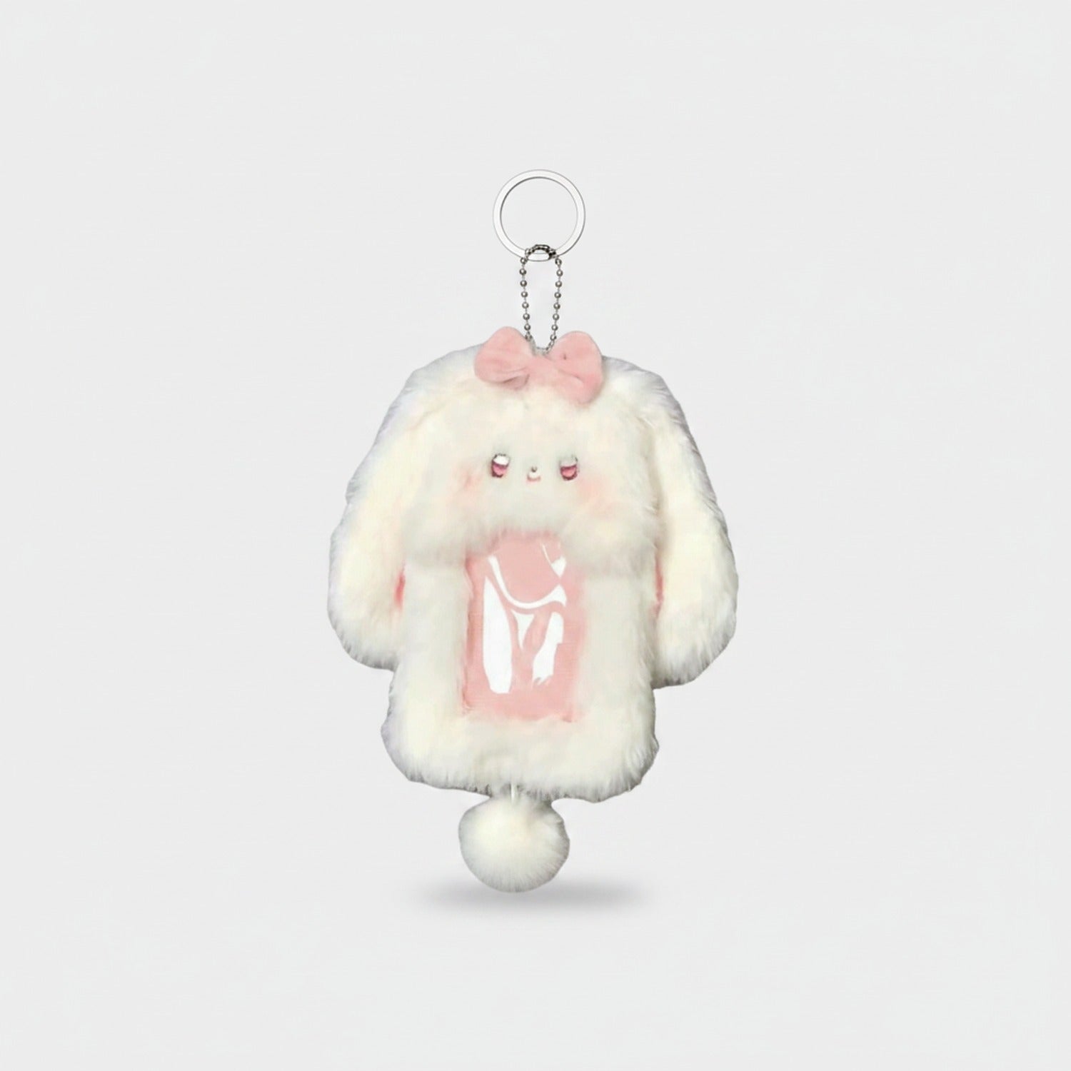 Fluffy Bunny Pink Bow Phone Charm
