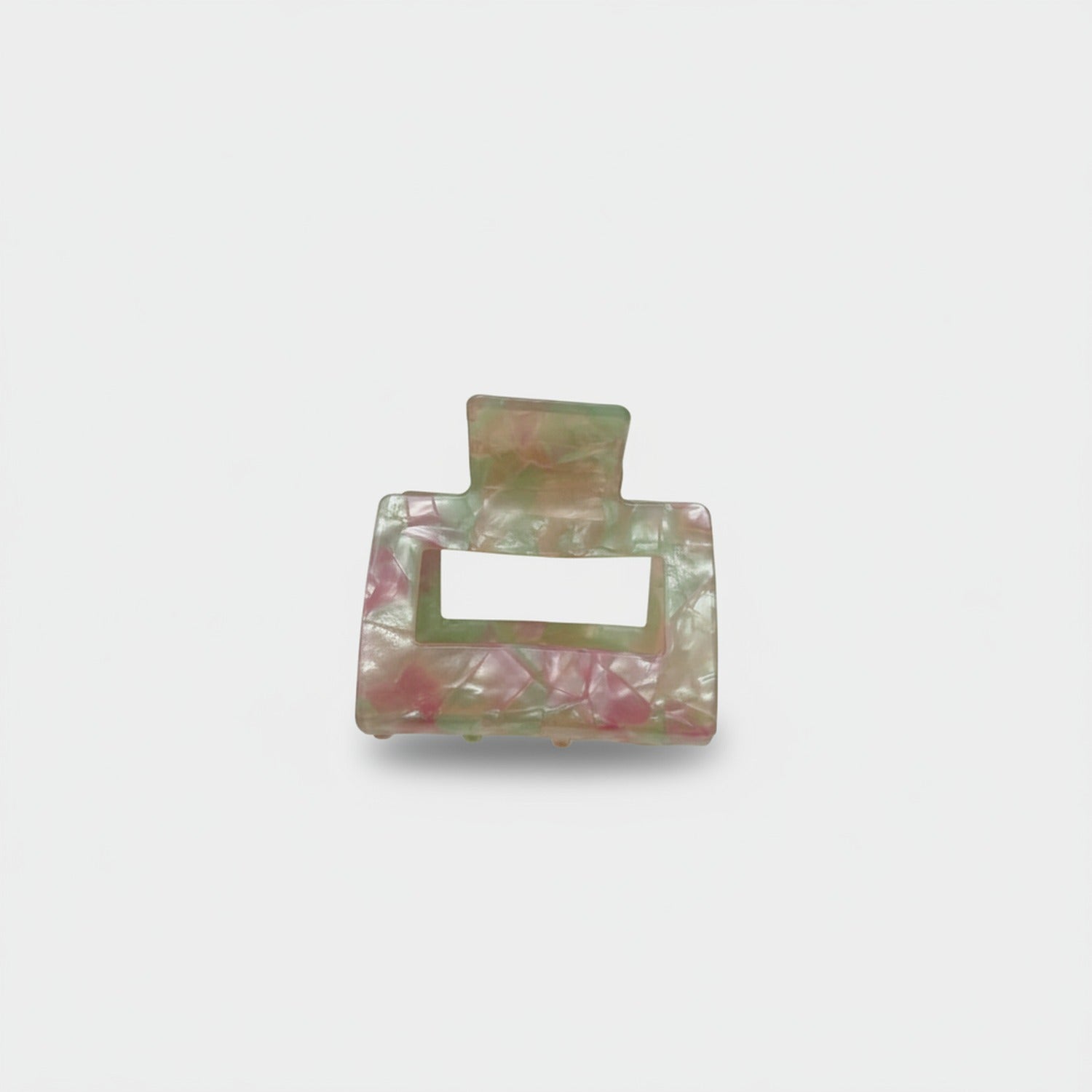 Marbled Pink Green Flower Hair Claw Clip