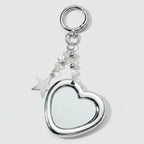 Silver Heart Keyring With Star Charm