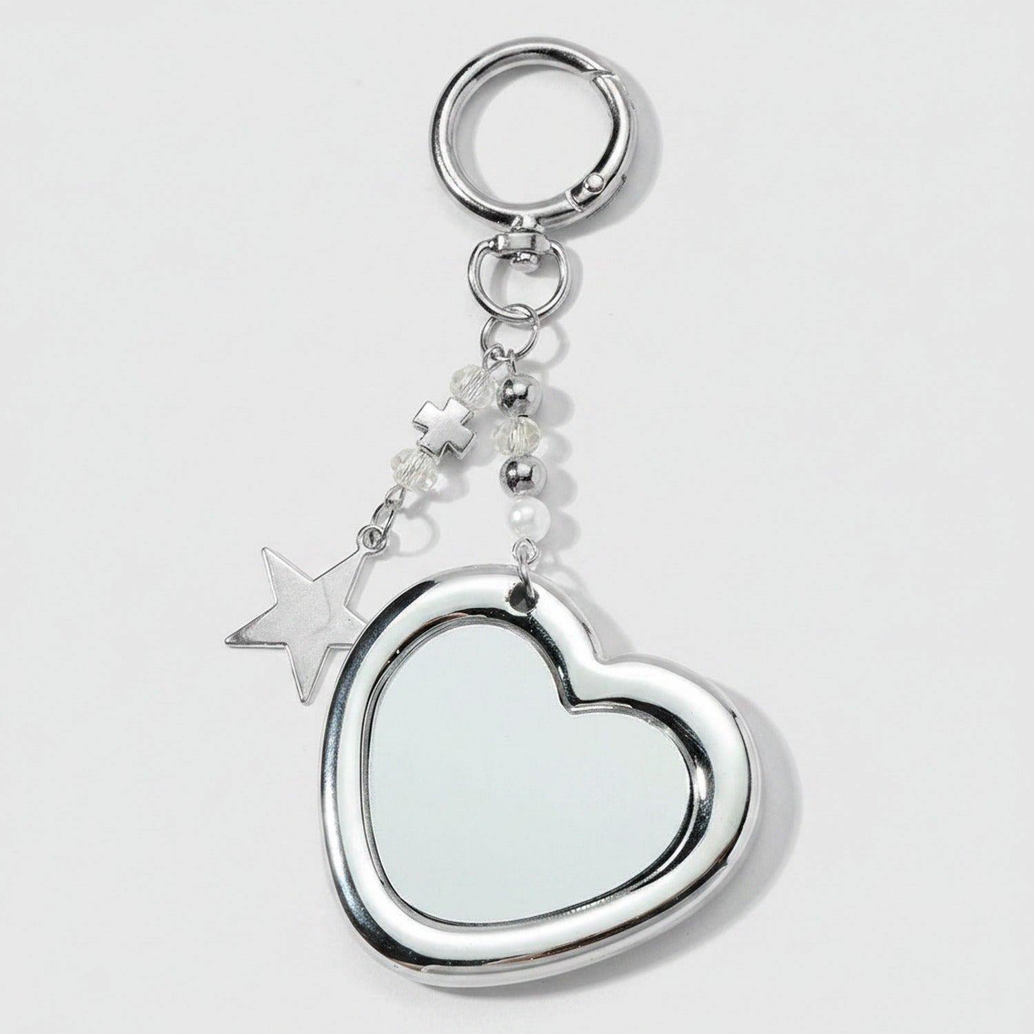 Silver Heart Keyring With Star Charm