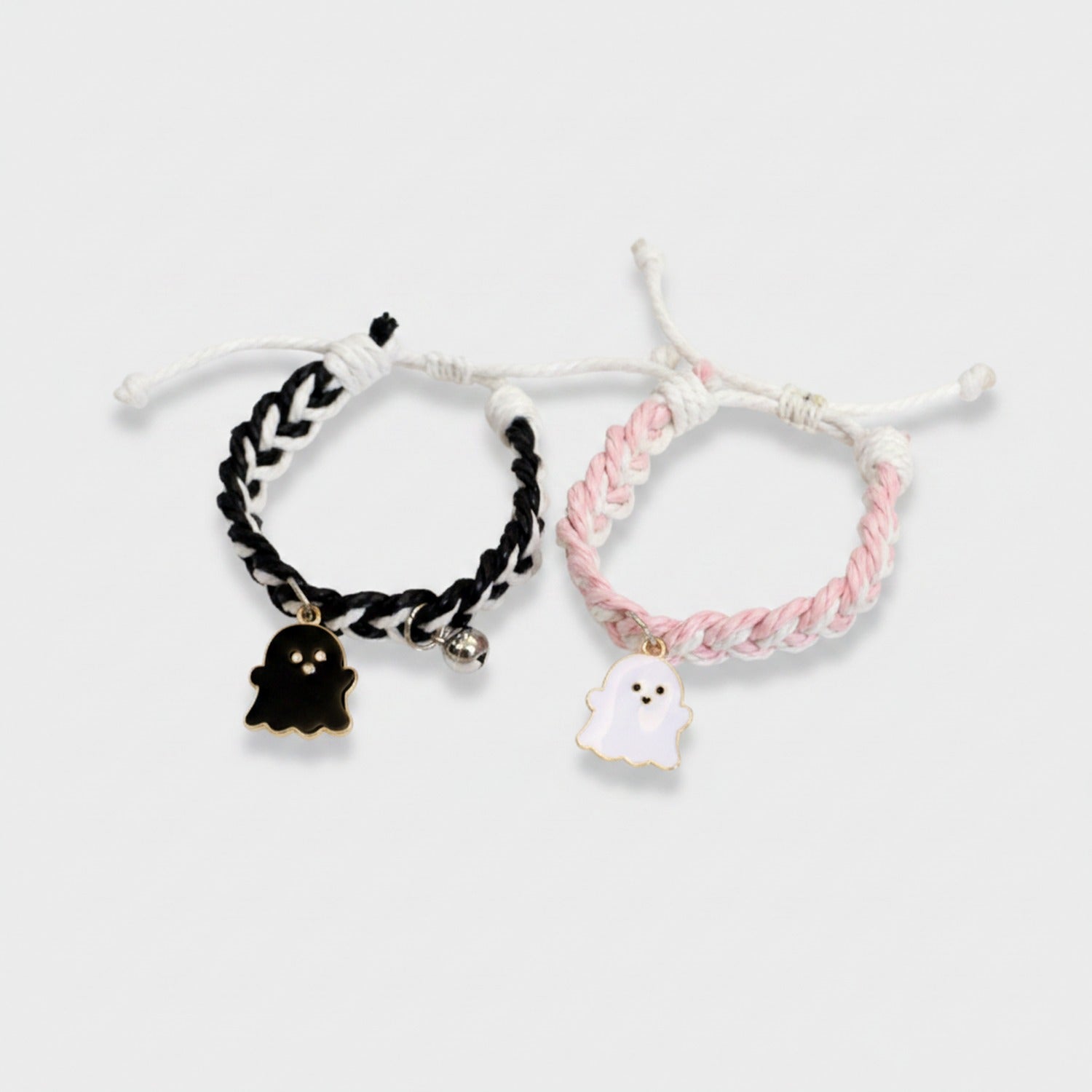 Ghost Charm Braided Rope Bracelet Set