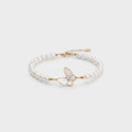 Pearl Beaded Butterfly Charm Bracelet Gold