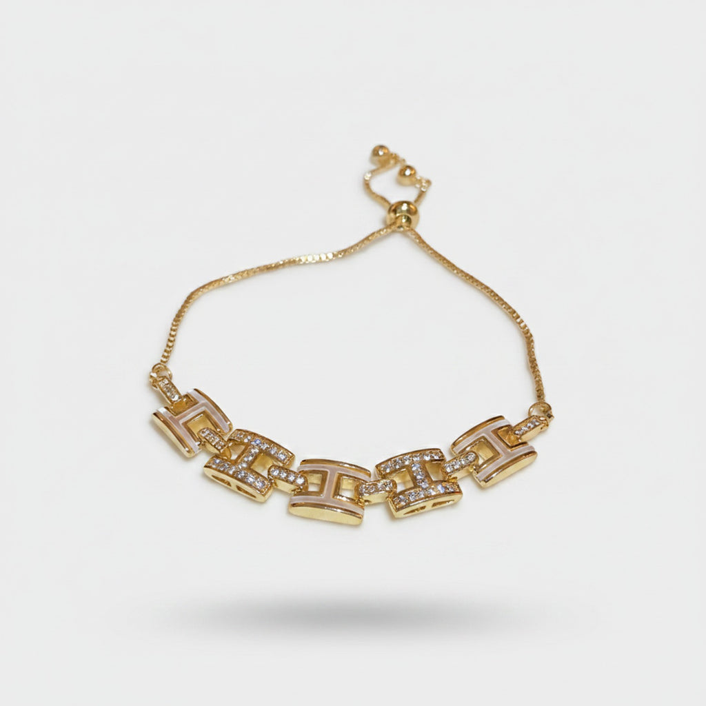 Gold Geometric Rhinestone Chain Bracelet