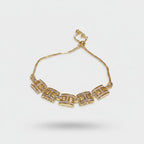 Gold Geometric Rhinestone Chain Bracelet