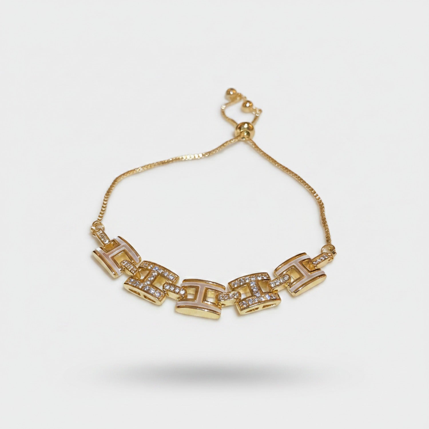 Gold Geometric Rhinestone Chain Bracelet
