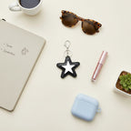 Black Star Cutout Leather Keychain Charm
