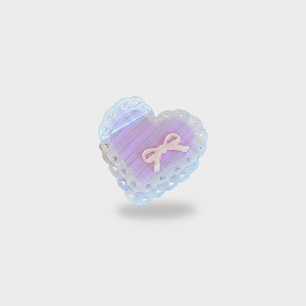 Heart-Shaped Hair Claw With Ribbon Charm