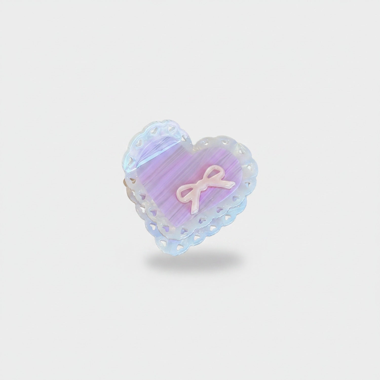 Heart-Shaped Hair Claw With Ribbon Charm