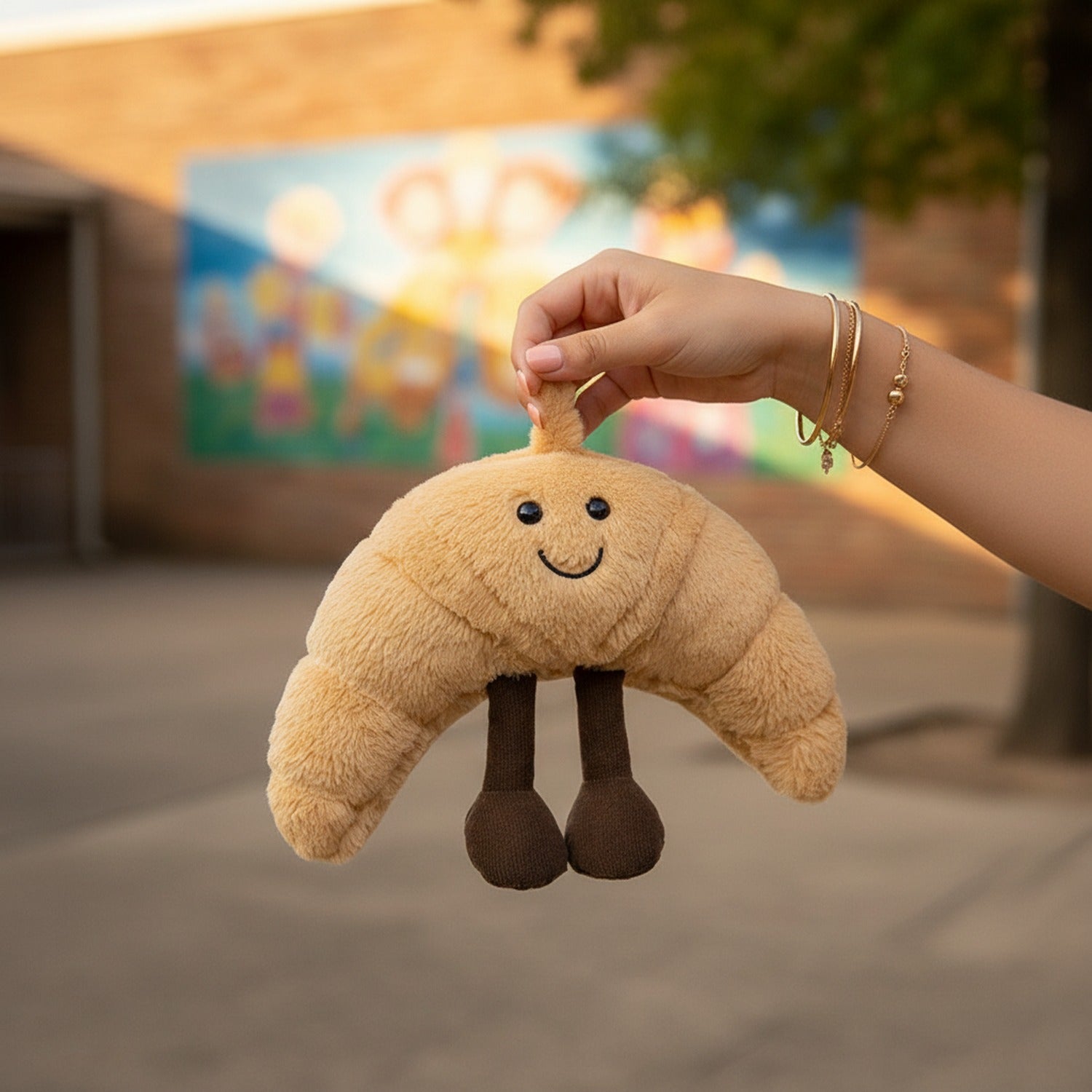 Cute Beige Bunny Plush Toy With Brown Feet