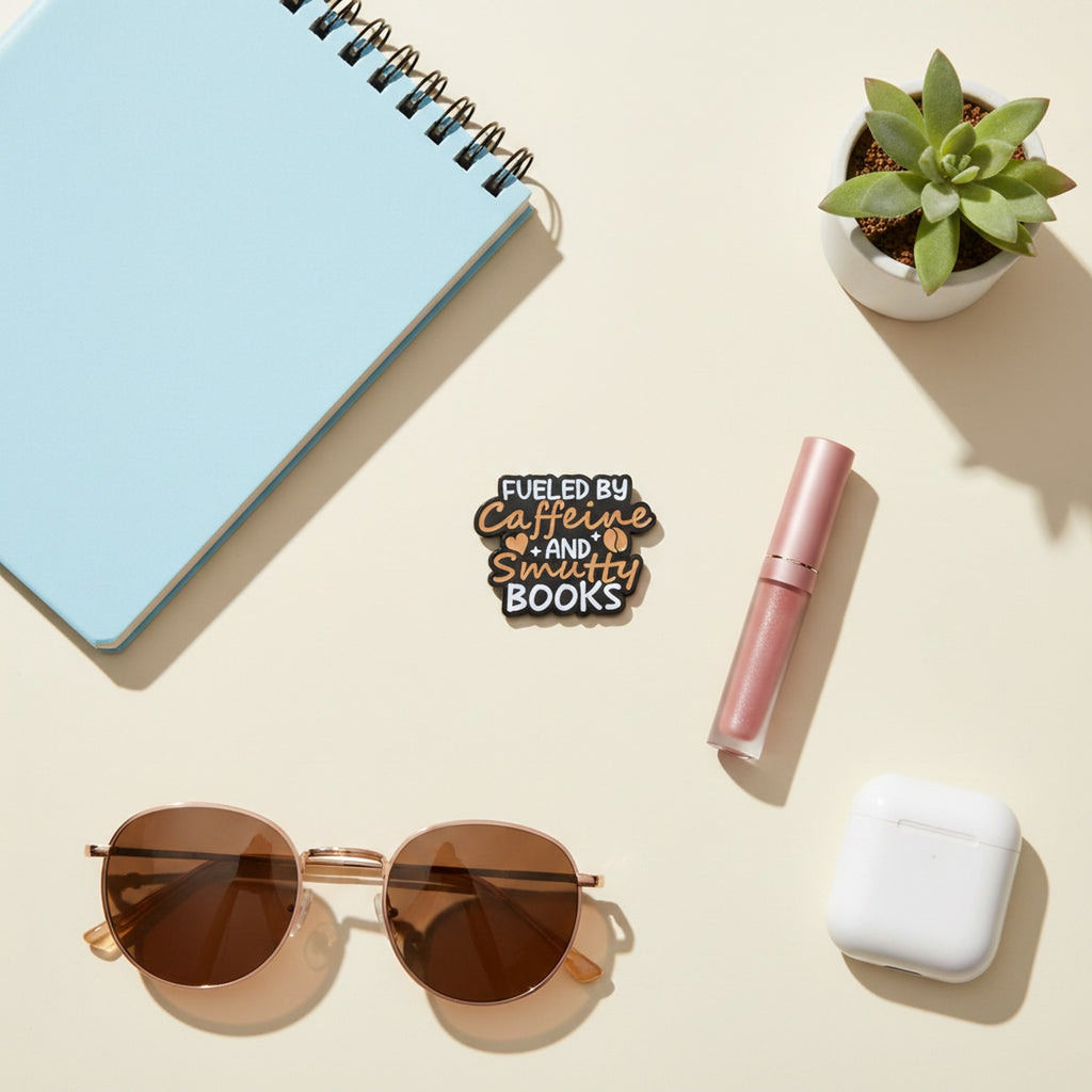 Caffeine & Smutty Books Enamel Pin - Pink & Black Superpower