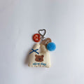 Cute Bear Keychain With Heart Charm And Pom Pom