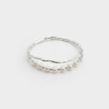 Pearl and Silver Beaded Bangle Bracelet