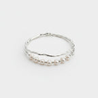 Pearl and Silver Beaded Bangle Bracelet