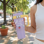 Peach Cow Charm Travel Tumbler With Lid
