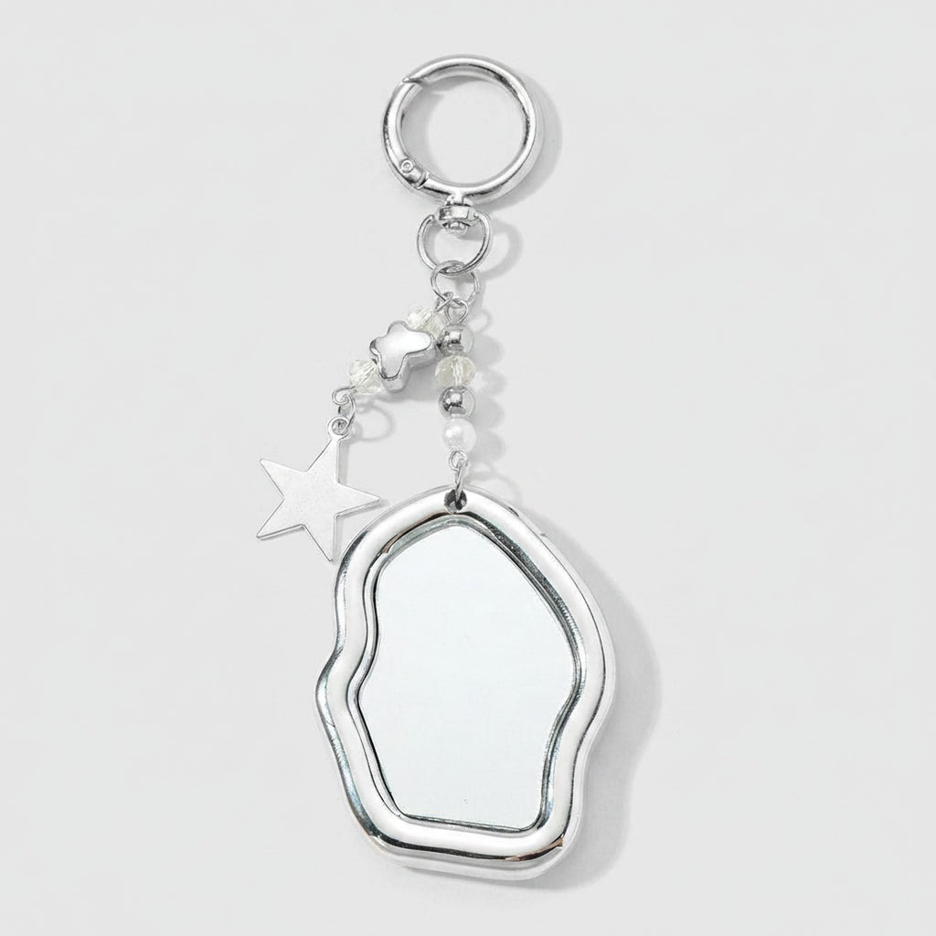 Cloud Mirror Acrylic Keyring With Star Charm
