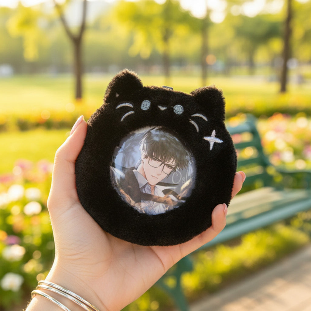 Black Cat Plush Phone Charm With Mirror