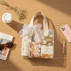 Daisy Clear PVC Gift Bag with Handle - Pink Daisy with Fishtail Tulle Charm Large – apparel accessories (view 4)