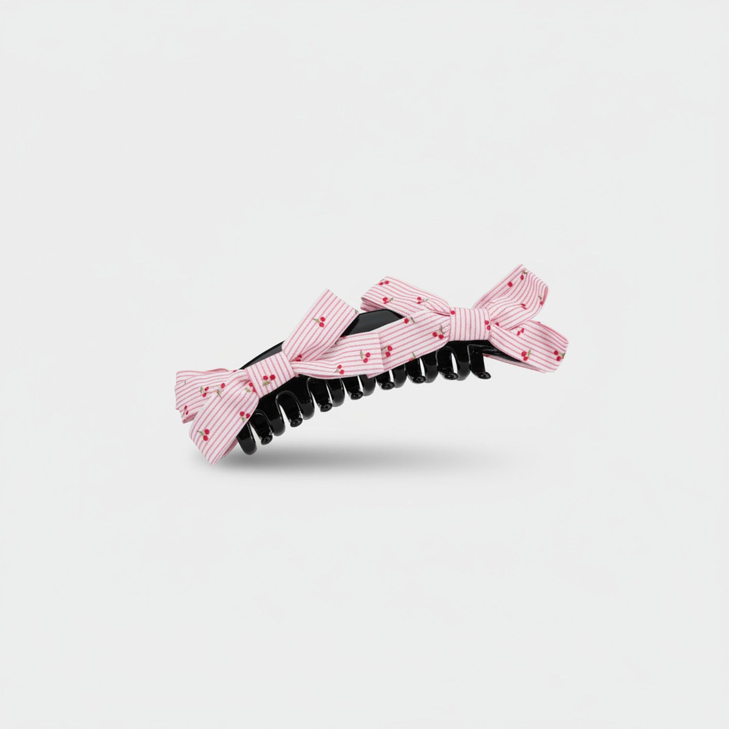 Pink Striped Cherry Hair Claw Clip