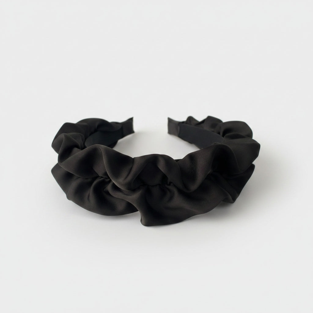 Black Ruched Fabric Padded Headband