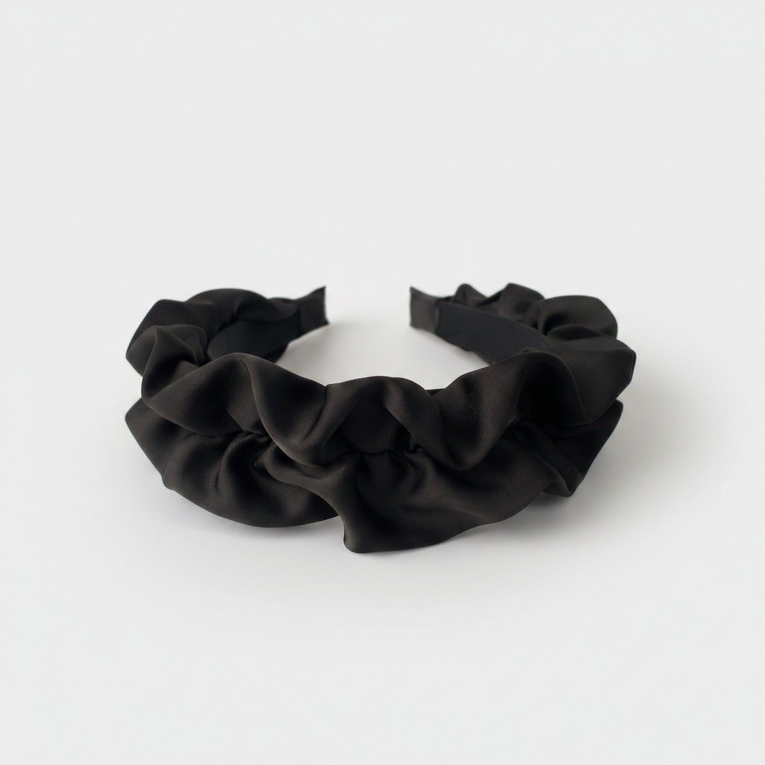 Black Ruched Fabric Padded Headband