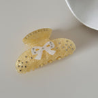 Gold Sparkle Hair Claw With White Bow
