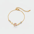 Gold Moon Star Charm Bracelet With Rhinestones