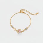Gold Moon Star Charm Bracelet With Rhinestones