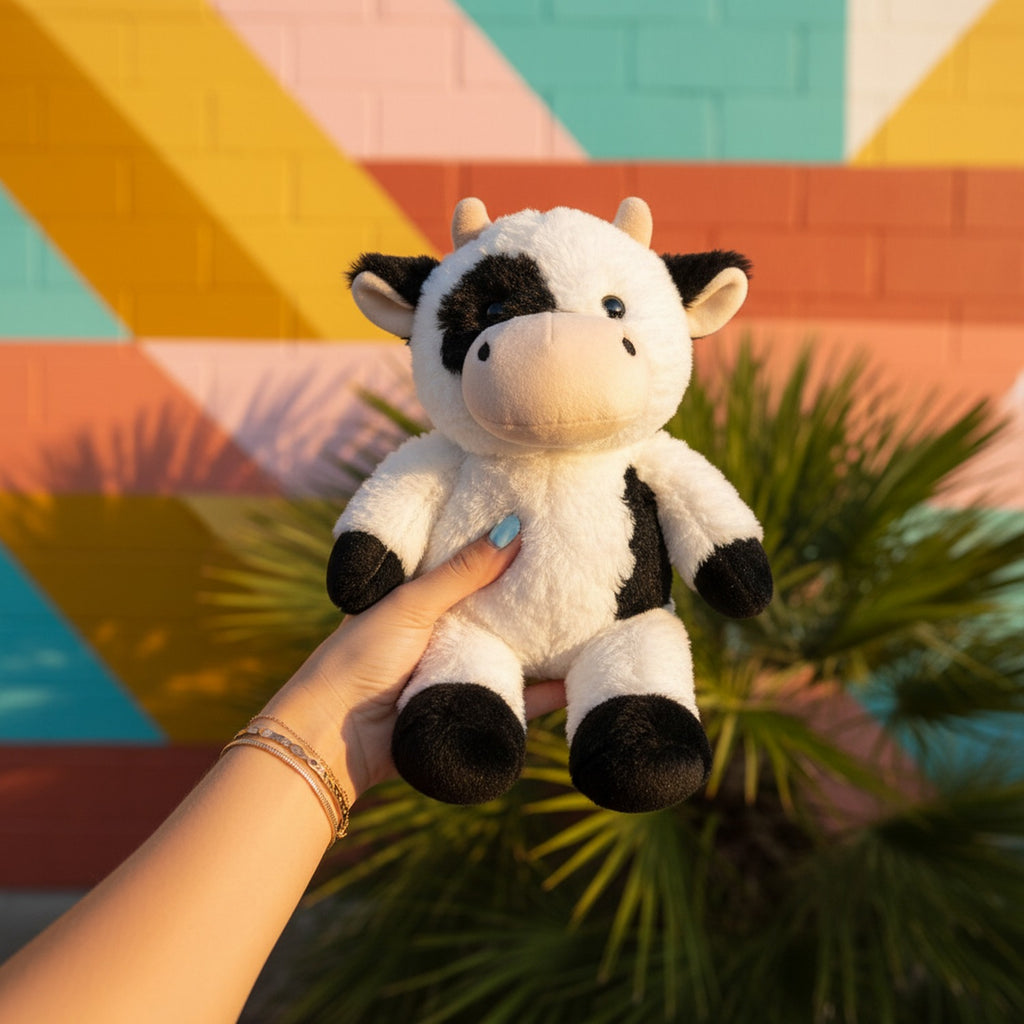 Adorable Black And White Cow Plush Toy
