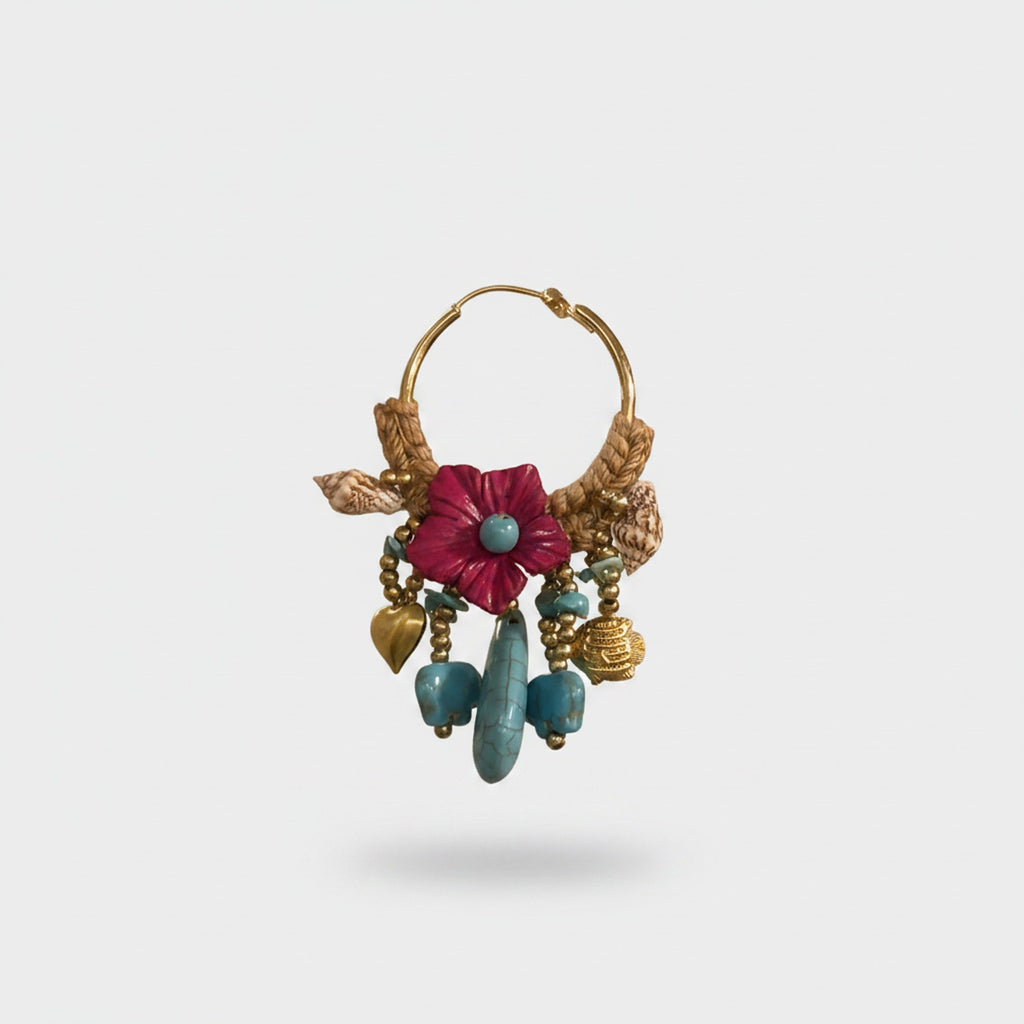 Vintage Gold Flower Charm Dangle Earrings