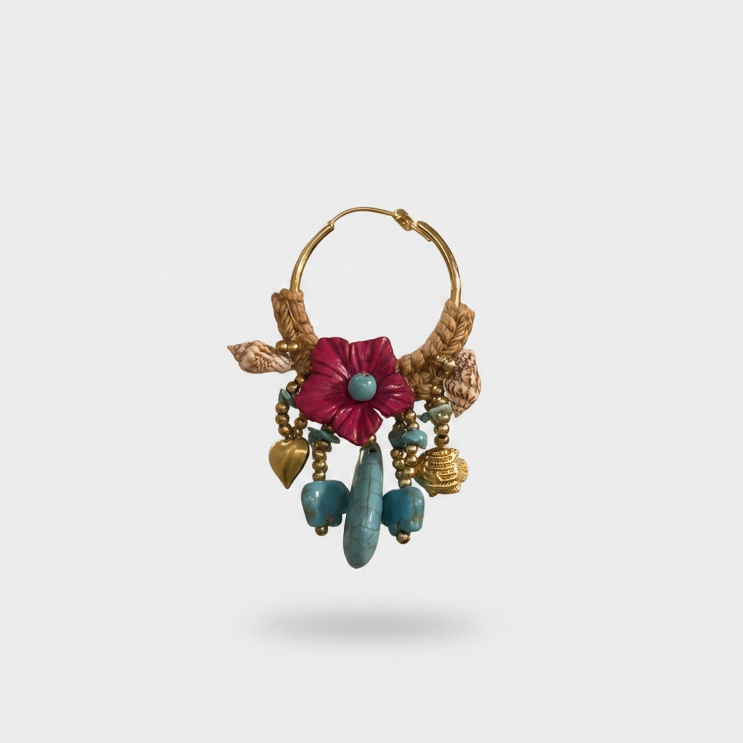 Vintage Gold Flower Charm Dangle Earrings