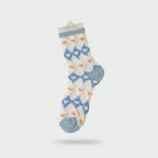 Heart Diamond Argyle Crew Socks Blue